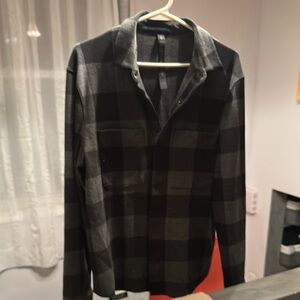 Lululemon Black and Gray Plaid Shirt